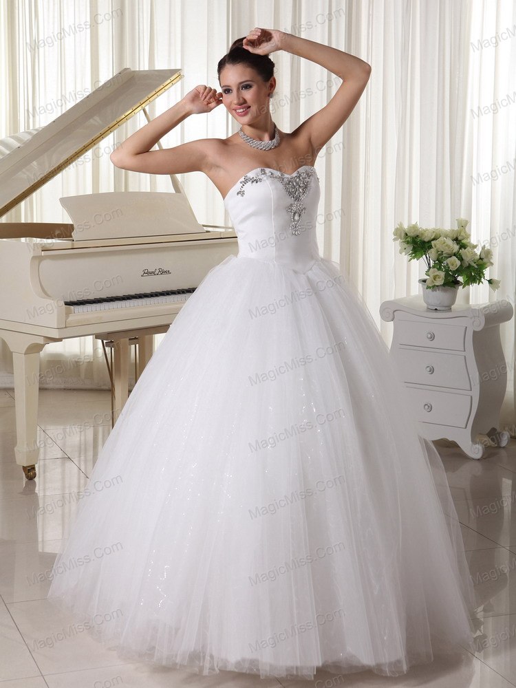wholesale a-line sweetheart beaded satin and tulle wedding dress for customize in florida