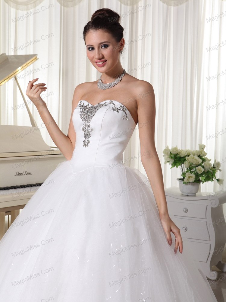 wholesale a-line sweetheart beaded satin and tulle wedding dress for customize in florida