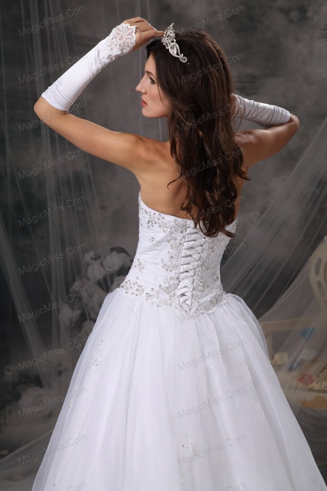 wholesale elegant a-line / princess sweetheart floor-length organza beading wedding dress