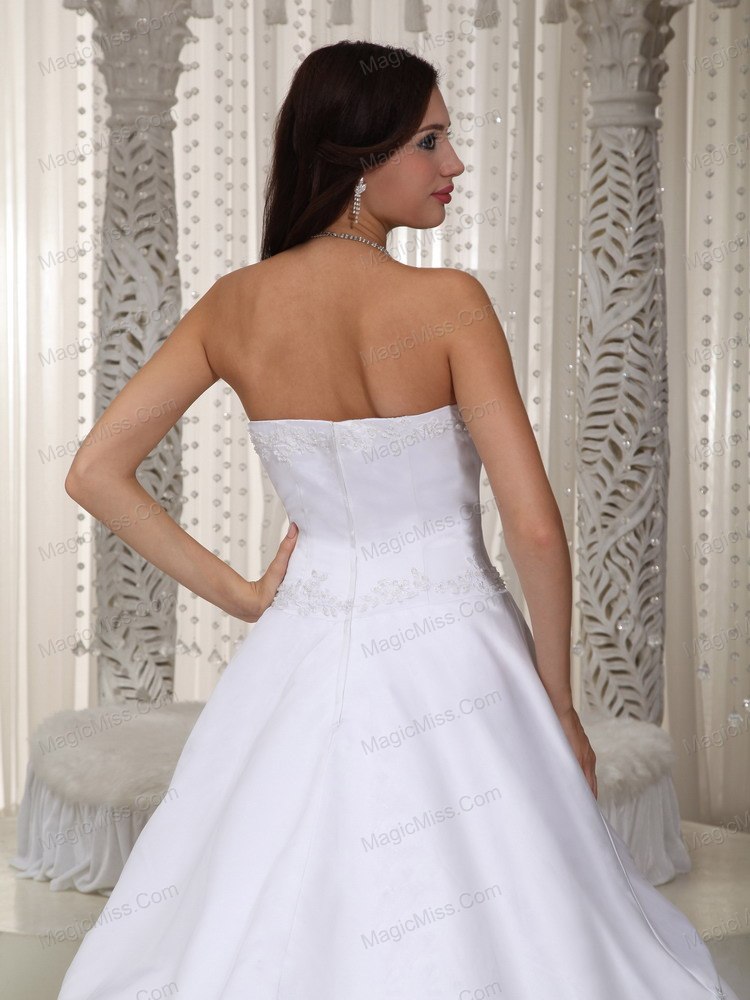 wholesale classical a-line strapless court train taffeta appliques wedding dress