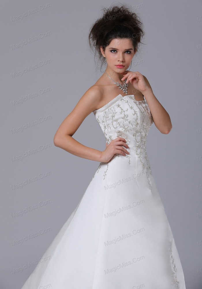 wholesale embroidery strapless taffeta brush / sweep a-line 2013 wedding dress
