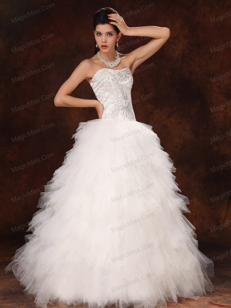 wholesale tulle ruffles sweetheart a-line chic floor-length custom made wedding dress for 2013