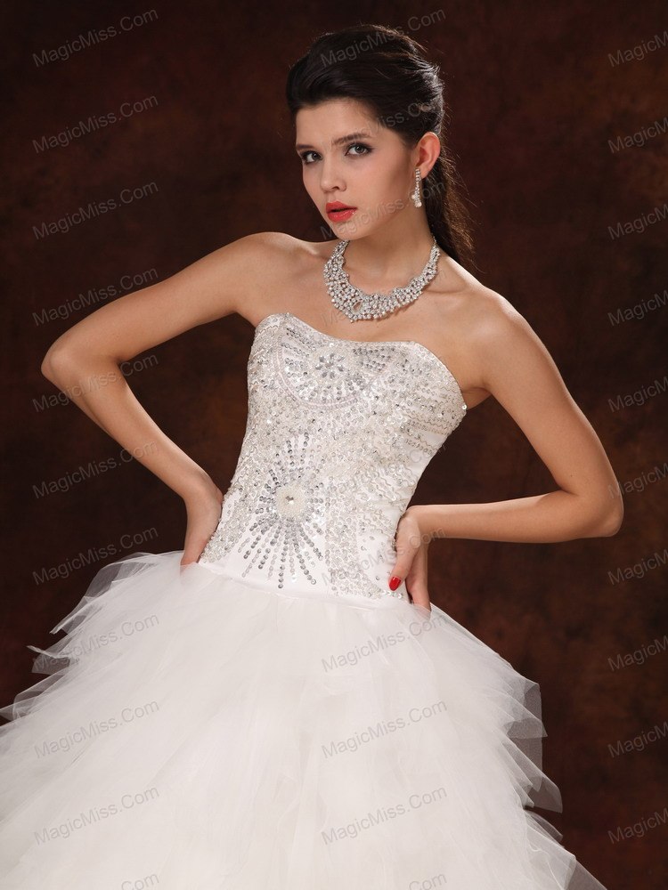 wholesale tulle ruffles sweetheart a-line chic floor-length custom made wedding dress for 2013