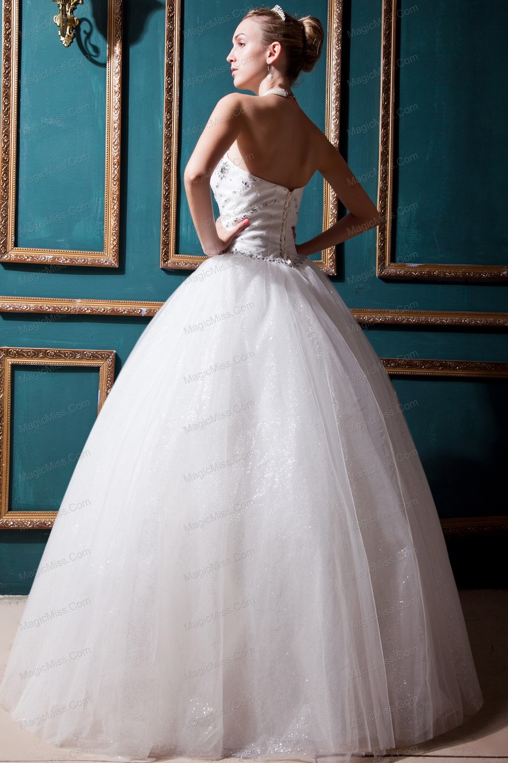 wholesale best ball gown sweetheart floor-length tulle beading wedding dress