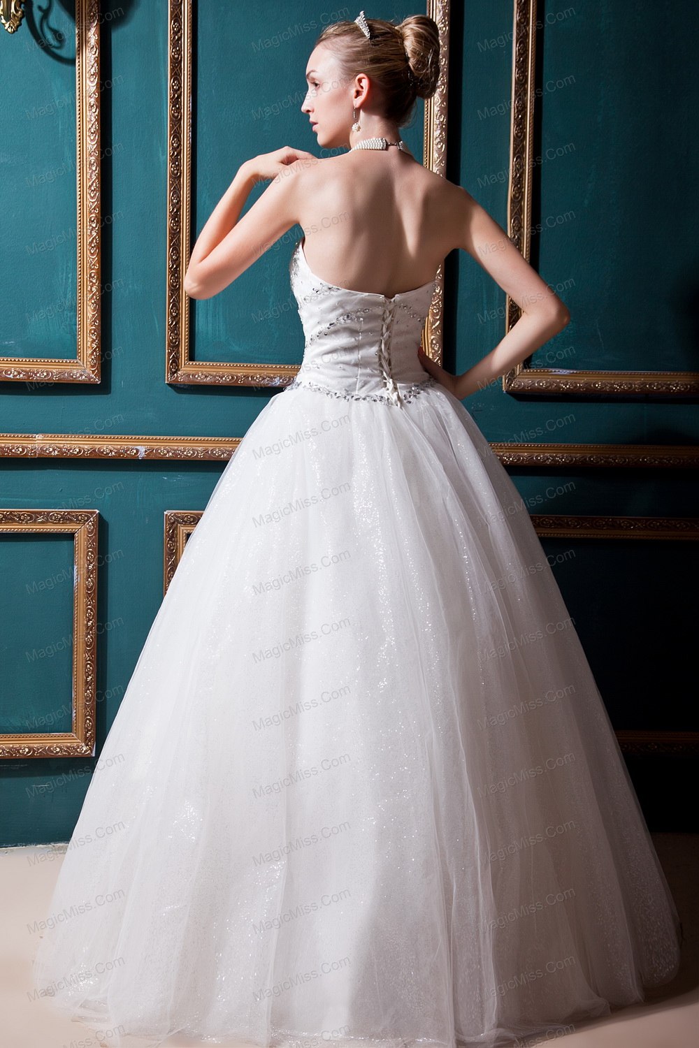 wholesale best ball gown sweetheart floor-length tulle beading wedding dress
