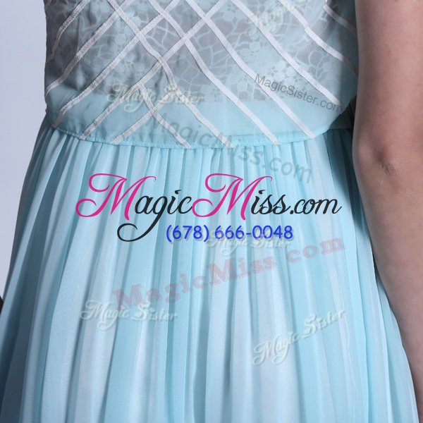 wholesale adorable baby blue scoop side zipper lace prom dress sleeveless