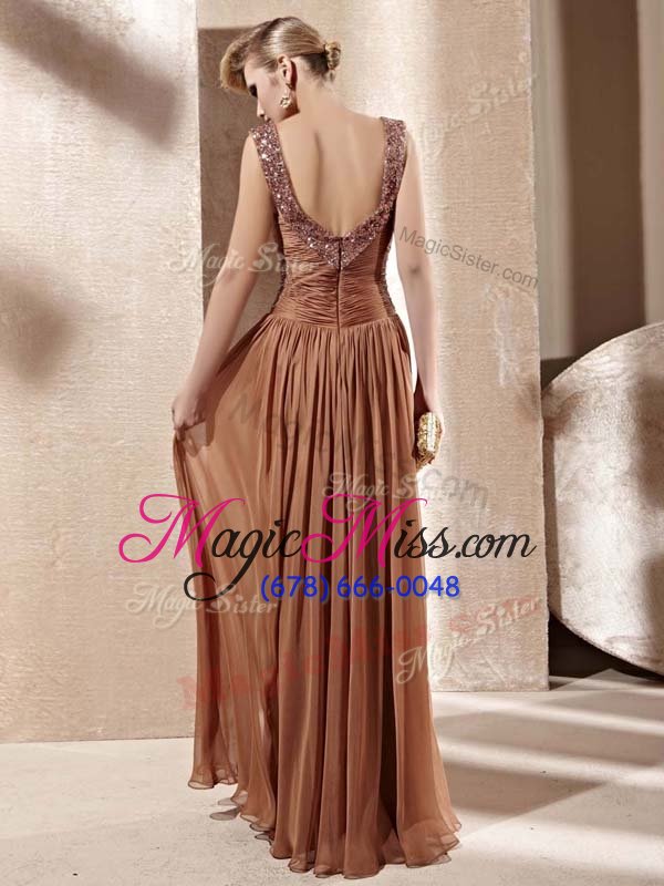 wholesale shining beading prom gown champagne zipper sleeveless floor length