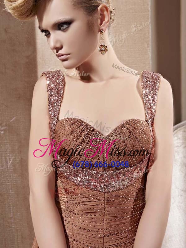 wholesale shining beading prom gown champagne zipper sleeveless floor length