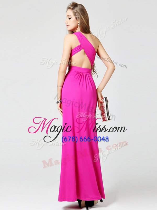 wholesale pretty purple prom gown prom and party and for with beading one shoulder sleeveless criss cross