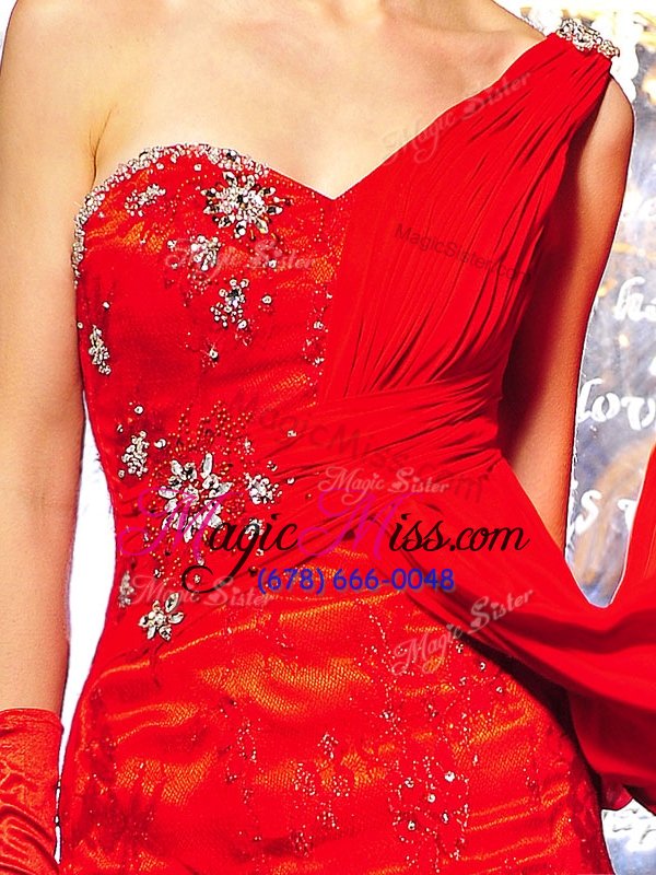 wholesale red sweetheart neckline beading and ruching prom party dress sleeveless lace up