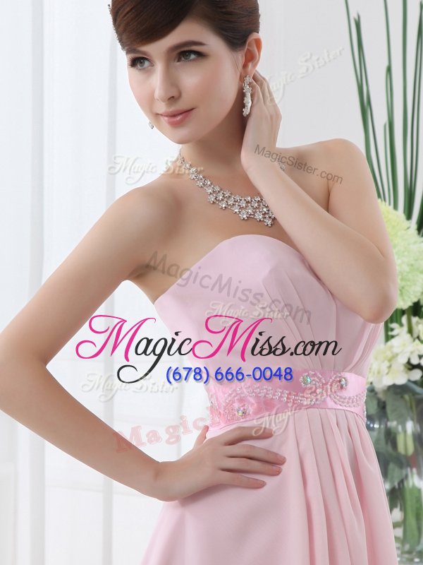 wholesale dramatic lilac column/sheath sweetheart sleeveless chiffon high low lace up beading dress for prom