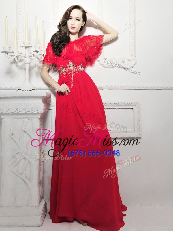 wholesale red prom dress sweetheart sleeveless sweep train zipper