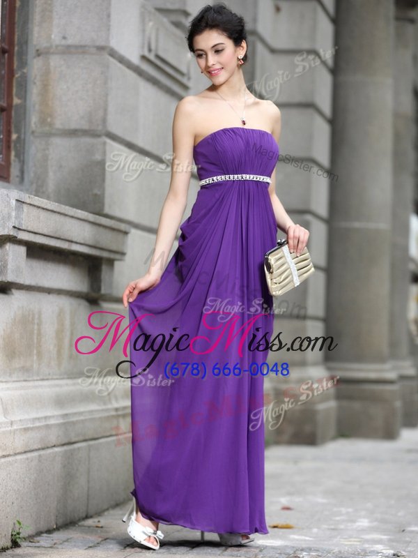 wholesale classical lavender column/sheath beading dress for prom zipper chiffon sleeveless ankle length
