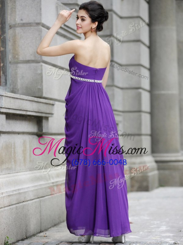 wholesale classical lavender column/sheath beading dress for prom zipper chiffon sleeveless ankle length