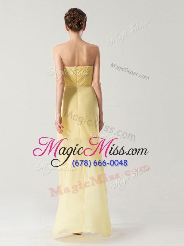 wholesale exceptional floor length zipper junior homecoming dress light yellow and in for prom and party with ruching