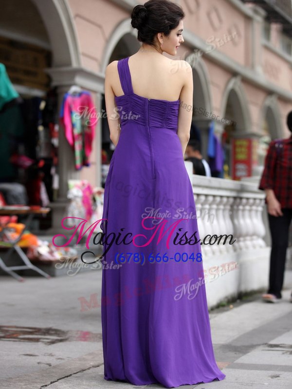 wholesale affordable purple evening dress prom and party and for with beading one shoulder sleeveless zipper