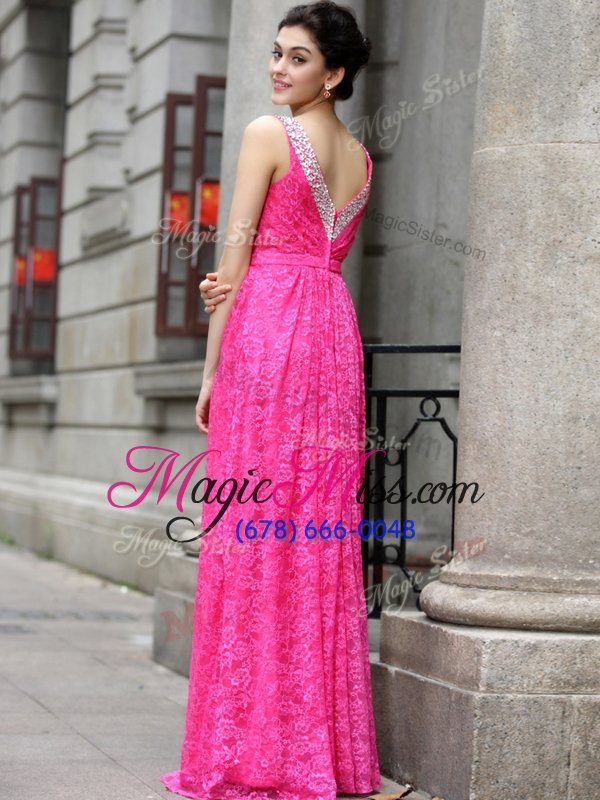 wholesale low price sleeveless beading and lace zipper prom gown