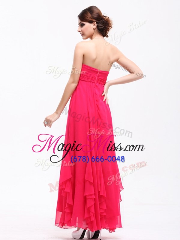 wholesale glamorous coral red prom dresses prom and party and for with beading and ruching strapless sleeveless zipper