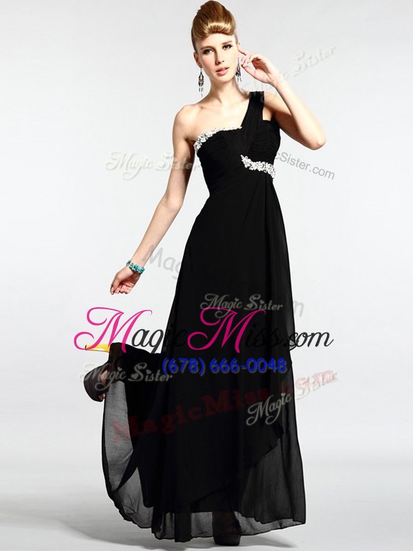 wholesale wonderful one shoulder sleeveless zipper floor length beading dress for prom