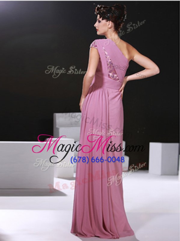 wholesale dynamic one shoulder sleeveless chiffon criss cross evening dress in lilac for with ruching