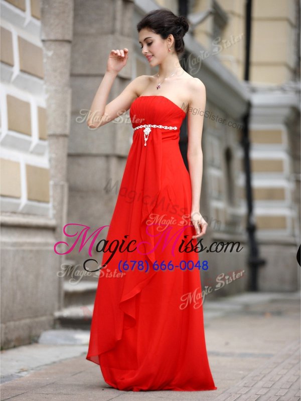 wholesale shining chiffon sleeveless floor length prom gown and beading and ruching