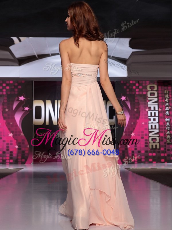 wholesale super floor length side zipper dress for prom peach and in for prom and party with beading