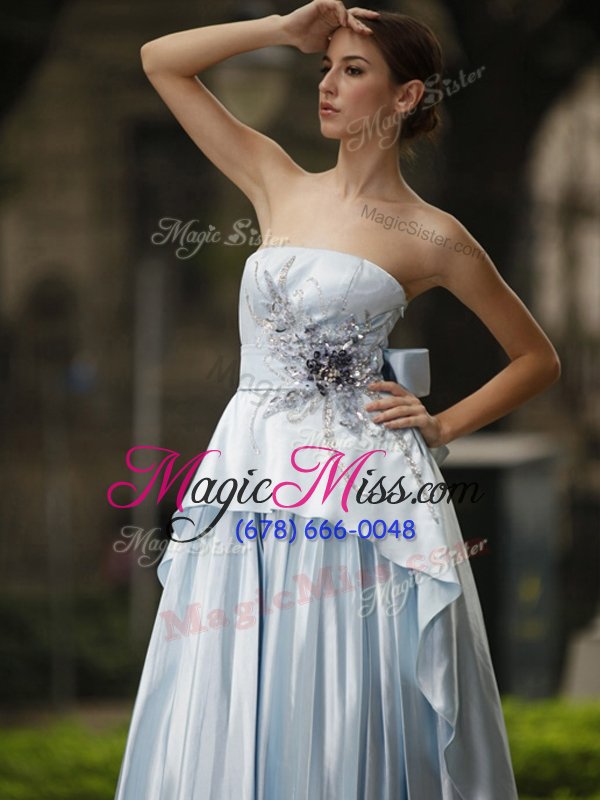 wholesale comfortable silver sleeveless appliques and bowknot floor length military ball gown