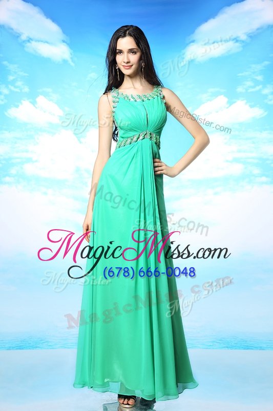 wholesale discount turquoise backless scoop beading homecoming dress chiffon sleeveless