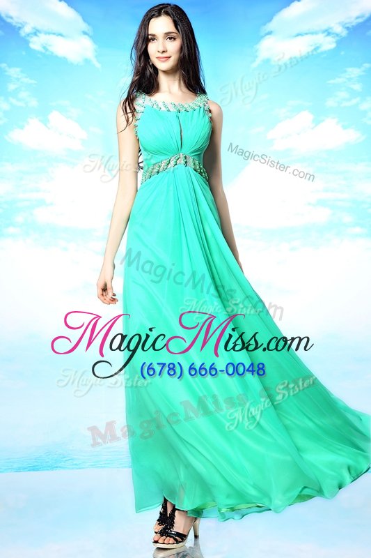 wholesale discount turquoise backless scoop beading homecoming dress chiffon sleeveless