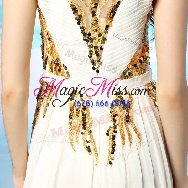 wholesale white side zipper scoop sequins and ruching homecoming dress chiffon cap sleeves