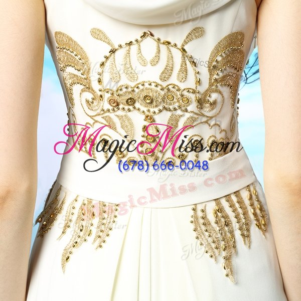 wholesale sophisticated scoop sleeveless beading and ruching side zipper prom dress