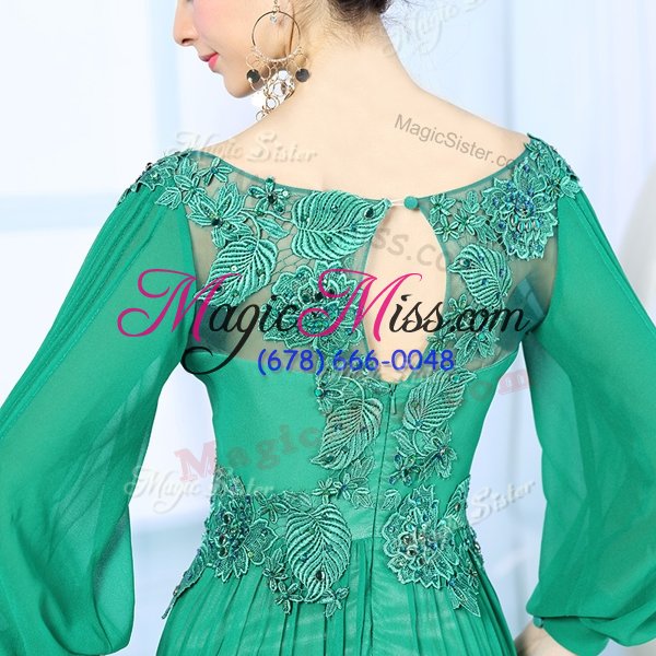wholesale traditional floor length zipper mother of the bride dress green and in for prom and party with beading and appliques and ruching
