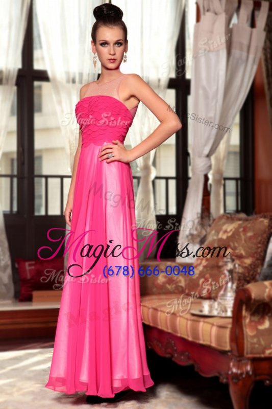 wholesale hot selling scoop sleeveless zipper ankle length ruching homecoming dress online