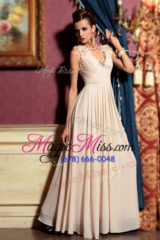 wholesale glorious cap sleeves side zipper floor length beading and hand made flower homecoming dress