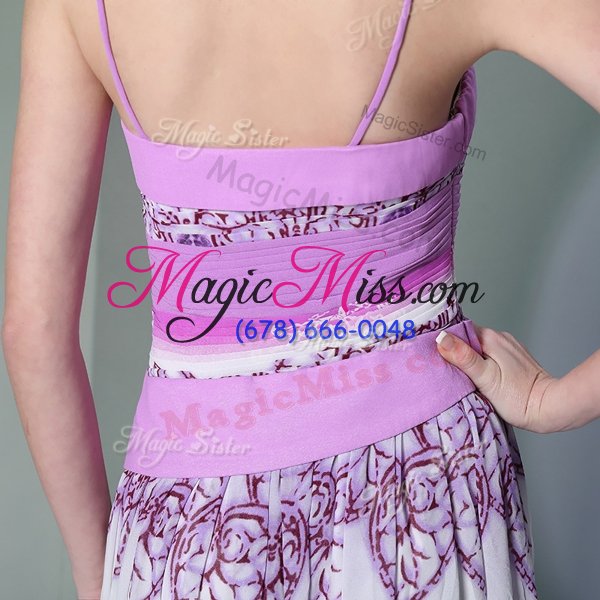 wholesale multi-color empire spaghetti straps sleeveless chiffon floor length side zipper ruching juniors evening dress