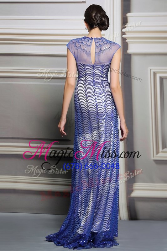 wholesale vintage satin scoop sleeveless backless beading and sequins prom evening gown in blue