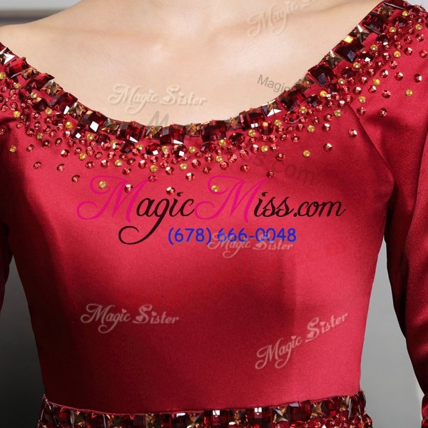 wholesale nice red bateau zipper beading and belt military ball dresses for women brush train half sleeves