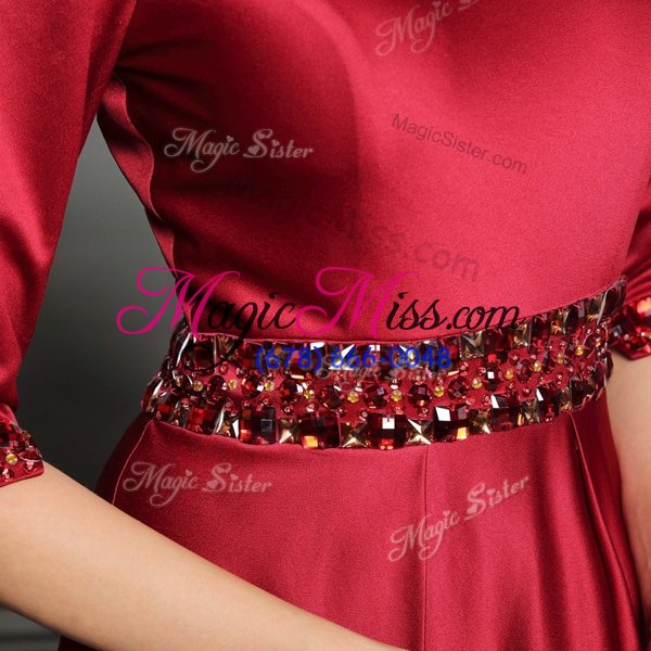 wholesale nice red bateau zipper beading and belt military ball dresses for women brush train half sleeves