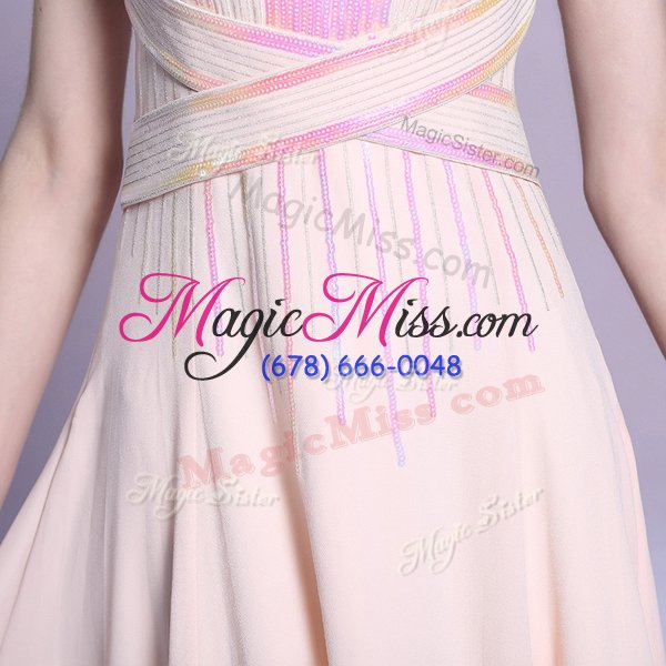 wholesale delicate sleeveless floor length pattern criss cross with pink