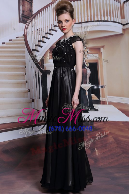 wholesale fantastic scoop floor length zipper mother of the bride dress black and in for prom and party with beading and appliques