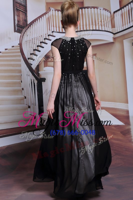 wholesale fantastic scoop floor length zipper mother of the bride dress black and in for prom and party with beading and appliques