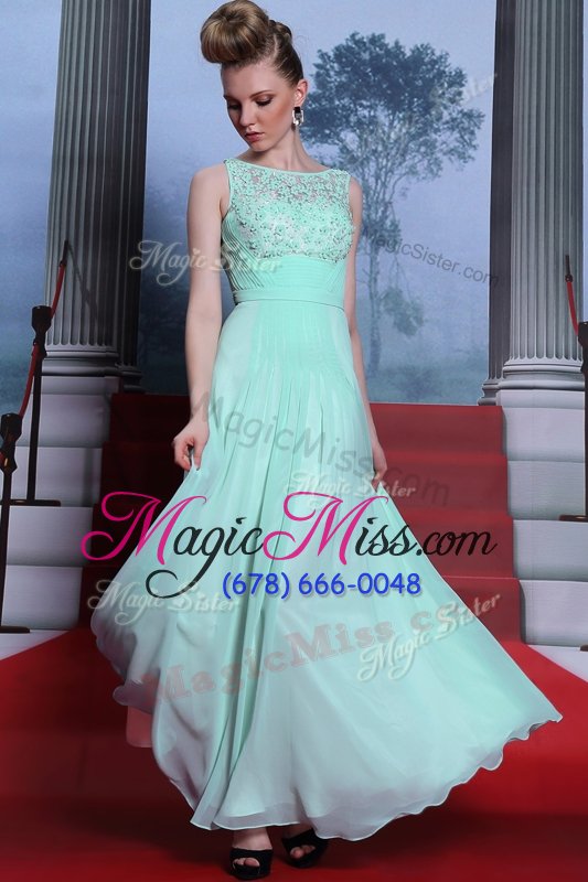 wholesale smart scoop chiffon sleeveless floor length homecoming dress and beading and ruching