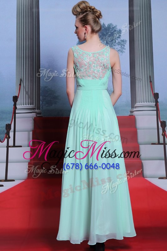 wholesale smart scoop chiffon sleeveless floor length homecoming dress and beading and ruching