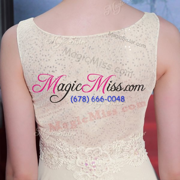 wholesale gorgeous light yellow prom evening gown prom and party and for with beading and appliques scoop sleeveless side zipper
