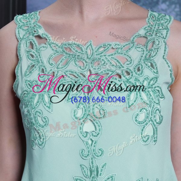 wholesale hot selling scalloped sleeveless side zipper homecoming dress apple green chiffon