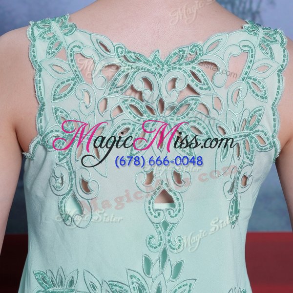 wholesale hot selling scalloped sleeveless side zipper homecoming dress apple green chiffon