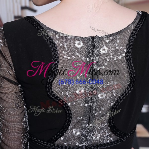 wholesale black 3|4 length sleeve beading floor length mother of the bride dress