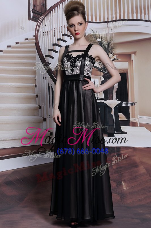 wholesale elegant floor length black prom dress straps sleeveless criss cross