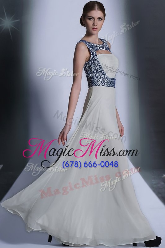 wholesale designer empire prom gown white bateau chiffon sleeveless floor length zipper
