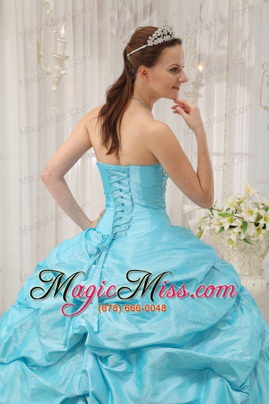 wholesale aqua blue ball gown sweetheart floor-length taffeta and tulle beading quinceanera dress